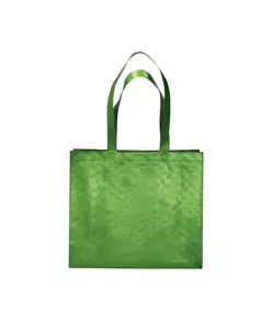 Shopper in TNT laminato metallizzata, manici lunghi e soffietto Handle