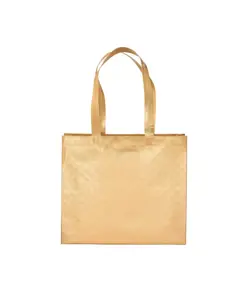 Shopper in TNT laminato metallizzata, manici lunghi e soffietto Handle