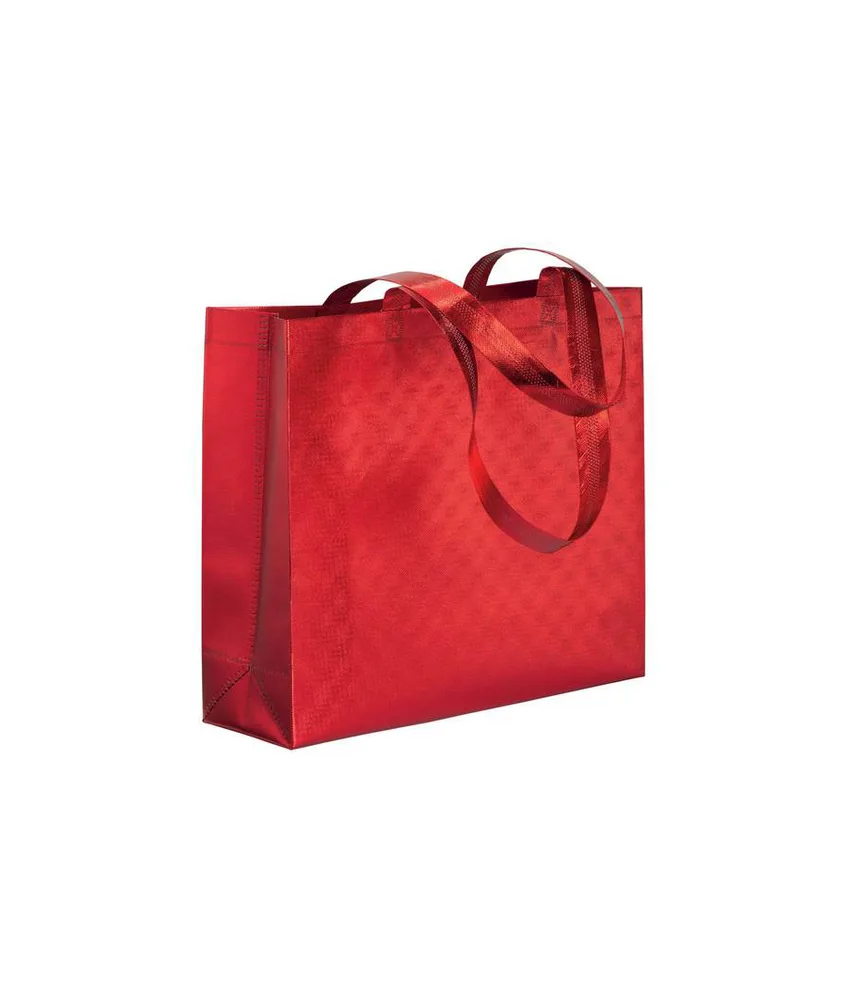 50 pezzi Shopper in TNT laminato metallizzata, manici lunghi e soffietto Handle