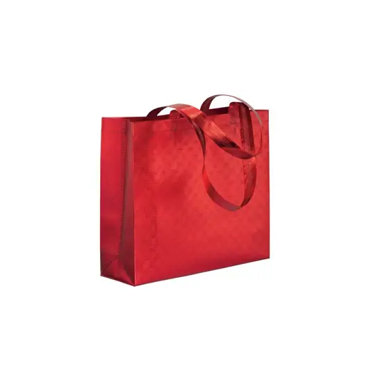 Shopper in TNT laminato metallizzata, manici lunghi e soffietto Handle