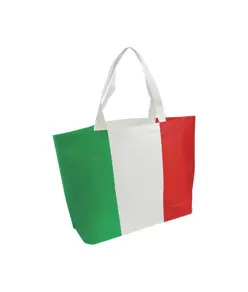 Shopper in TNT termosaldato con stampa tricolore leggermente macchiata Handle
