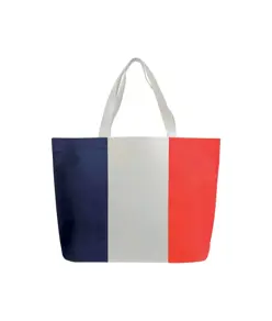 Shopper in TNT termosaldato con stampa tricolore, soffietto alla base e manici lunghi Handle