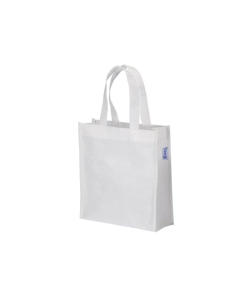 50 pezzi Shopper mini con soffietto in R-pet 80 g/m2 con soffietto, manici corti Handle