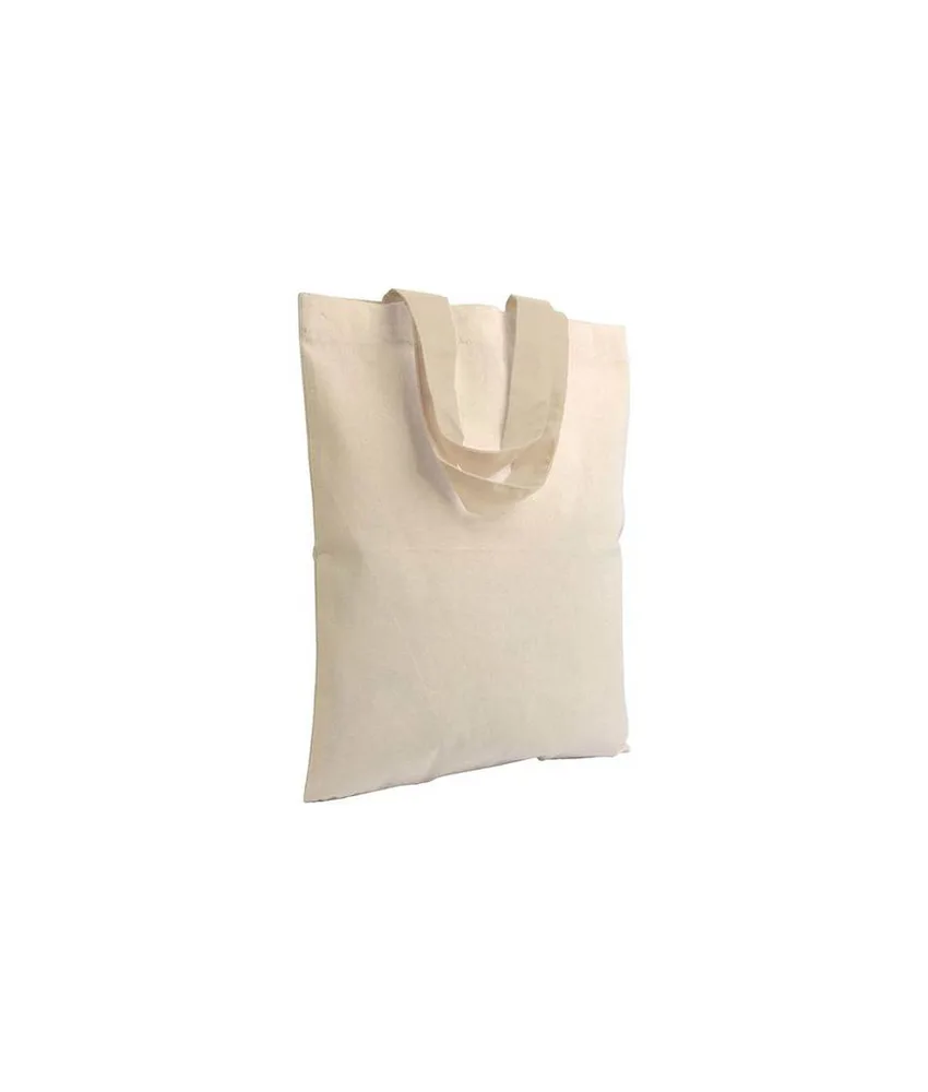 50 pezzi Shopper mini in cotone naturale 135 g/m2, manici corti colorati Handle