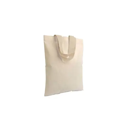Shopper mini in cotone naturale 135 g/m2, manici corti colorati Handle