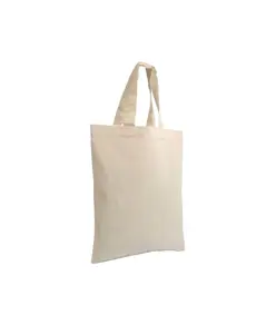 Shopper mini in cotone naturale 135 g/m2, manici corti colorati Handle