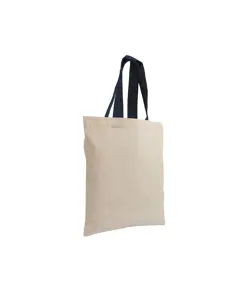 Shopper mini in cotone naturale 135 g/m2, manici corti colorati Handle