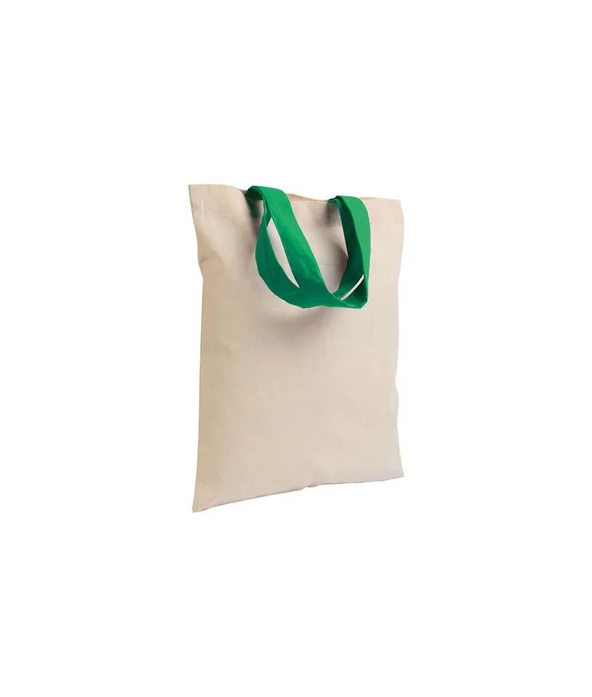 50 pezzi Shopper mini in cotone naturale 135 g/m2, manici corti colorati Handle