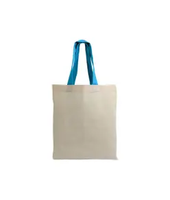 Shopper mini in cotone naturale 135 g/m2, manici corti colorati Handle