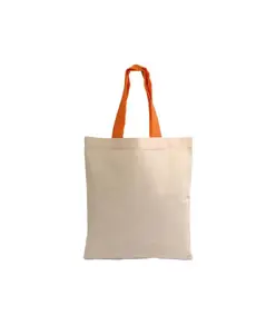 Shopper mini in cotone naturale 135 g/m2, manici corti colorati Handle