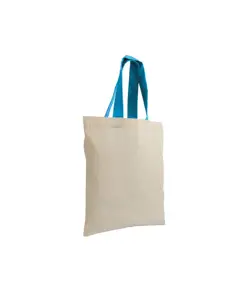 Shopper mini in cotone naturale 135 g/m2, manici corti colorati Handle