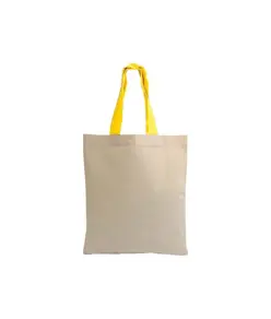 Shopper mini in cotone naturale 135 g/m2, manici corti colorati Handle