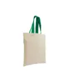 Shopper mini in cotone naturale 135 g/m2, manici corti colorati Handle