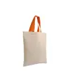Shopper mini in cotone naturale 135 g/m2, manici corti colorati Handle