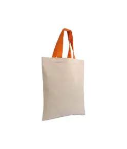 Shopper mini in cotone naturale 135 g/m2, manici corti colorati Handle