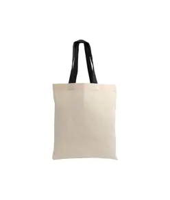 Shopper mini in cotone naturale 135 g/m2, manici corti colorati Handle