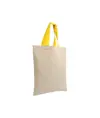 Shopper mini in cotone naturale 135 g/m2, manici corti colorati Handle