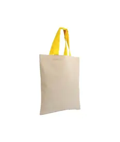 Shopper mini in cotone naturale 135 g/m2, manici corti colorati Handle