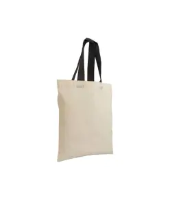 Shopper mini in cotone naturale 135 g/m2, manici corti colorati Handle