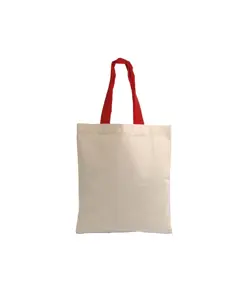 Shopper mini in cotone naturale 135 g/m2, manici corti colorati Handle