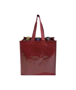 Shopper porta bottiglie (6 posti) in PP laminato 120 g/m2, manici corti a nastro Handle