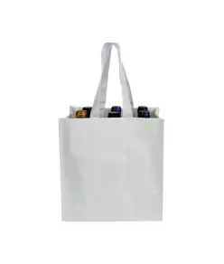 Shopper porta bottiglie (6 posti) in PP laminato 120 g/m2, manici corti a nastro Handle