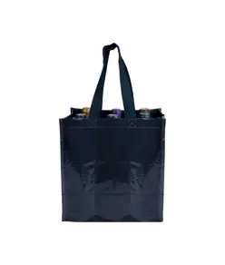Shopper porta bottiglie (6 posti) in PP laminato 120 g/m2, manici corti a nastro Handle