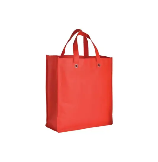 Shopper  ripiegabile con soffietto in TNT 80g/m2 cucito, manici corti Handle