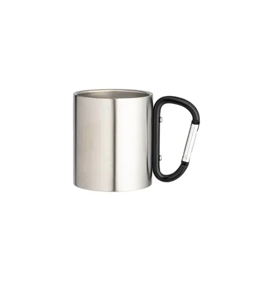 Tazza in acciaio con manico in alluminio a moschettone, 200 ml