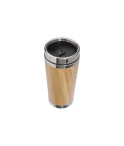 Tazza in acciaio inossidabile con rivestimento in bambú