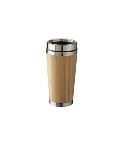 Tazza in acciaio inossidabile con rivestimento in bambú