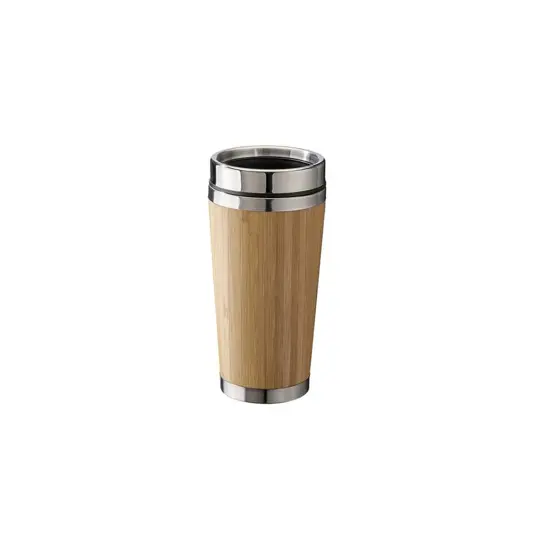 Tazza in acciaio inossidabile con rivestimento in bambú