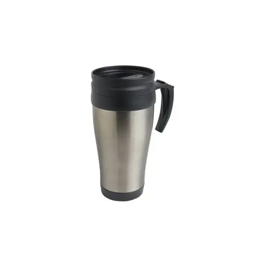 Tazza termica (400ml) in acciaio inox, con interno, manico e tappo in plastica