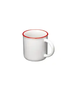 Tazza vintage in ceramica da 240 ml con rivestimento  per sublimazione. e bordo colorato