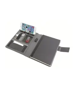 Tech organizer in tessuto mélange con quaderno a righe (A5)