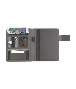 Tech organizer in tessuto mélange con quaderno a righe (A5)