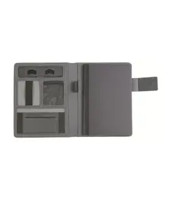 Tech organizer in tessuto mélange con quaderno a righe (A5)