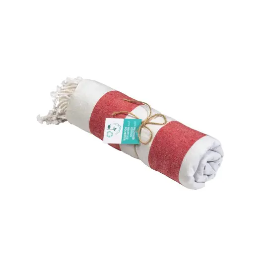 Telo mare/pareo  in cotone riciclato  da 180 gr/m2 con frange, misura 90x170 cm