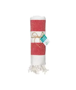 Telo mare/pareo  in cotone riciclato  da 180 gr/m2 con frange, misura 90x170 cm