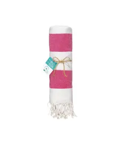 Telo mare/pareo  in cotone riciclato  da 180 gr/m2 con frange, misura 90x170 cm