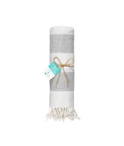 Telo mare/pareo  in cotone riciclato  da 180 gr/m2 con frange, misura 90x170 cm