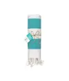 Telo mare/pareo  in cotone riciclato  da 180 gr/m2 con frange, misura 90x170 cm