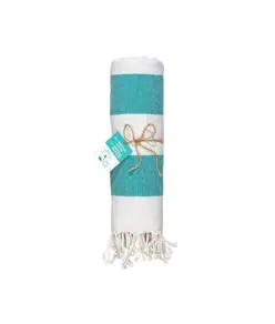 Telo mare/pareo  in cotone riciclato  da 180 gr/m2 con frange, misura 90x170 cm