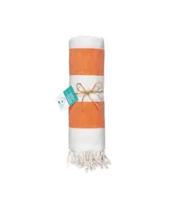 Telo mare/pareo  in cotone riciclato  da 180 gr/m2 con frange, misura 90x170 cm