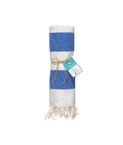 Telo mare/pareo  in cotone riciclato  da 180 gr/m2 con frange, misura 90x170 cm