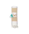 Telo mare/pareo  in cotone riciclato  da 180 gr/m2 con frange, misura 90x170 cm