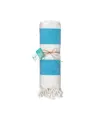 Telo mare/pareo  in cotone riciclato  da 180 gr/m2 con frange, misura 90x170 cm