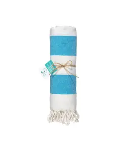 Telo mare/pareo  in cotone riciclato  da 180 gr/m2 con frange, misura 90x170 cm