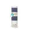 Telo mare/pareo  in cotone riciclato  da 180 gr/m2 con frange, misura 90x170 cm