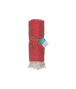 Telo mare/pareo  in cotone riciclato  da 180 gr/m2 con frange, misura 90x170 cm